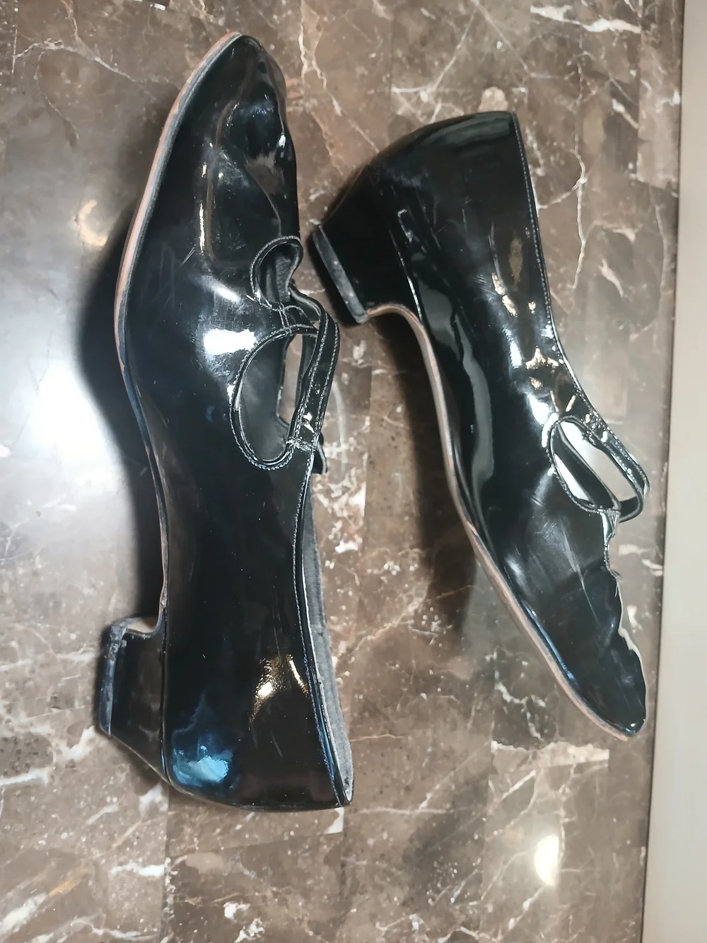 Hush Puppies Black Patent Mary Janes with Cross Straps